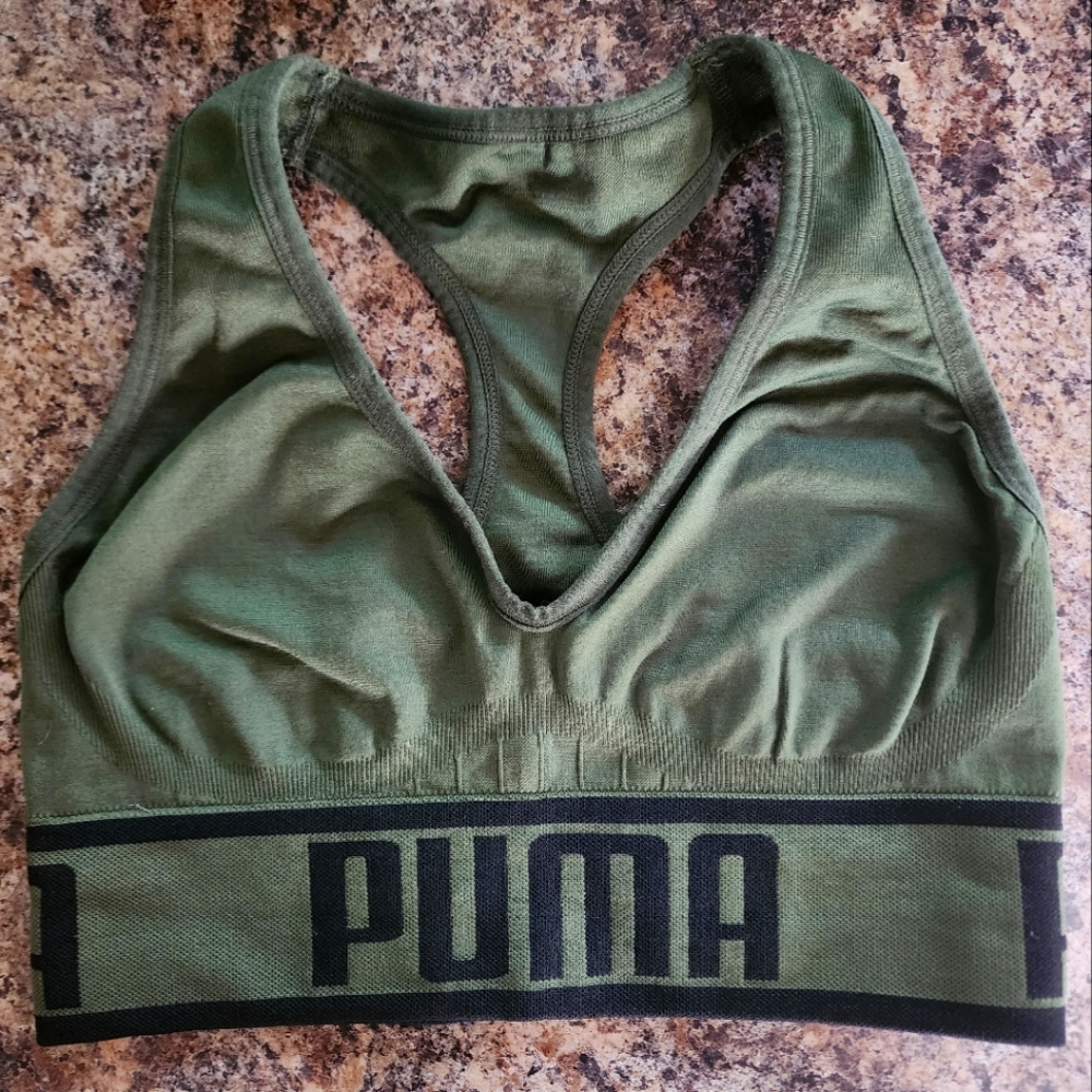 Olive Green Puma Sports Bra